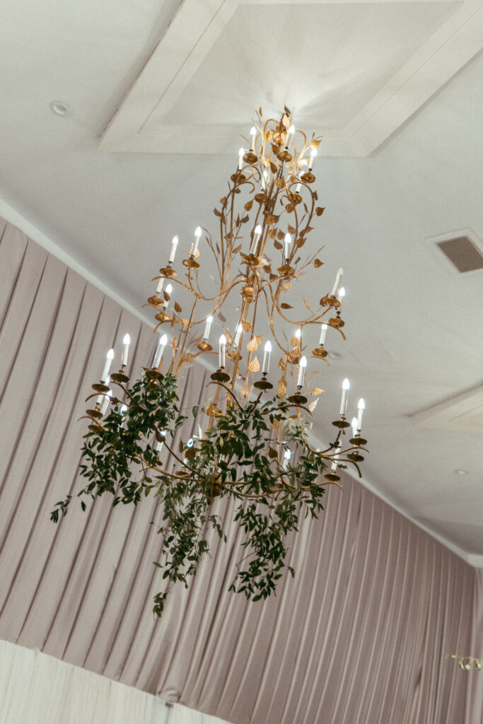 Chandelier with smilax greenery 